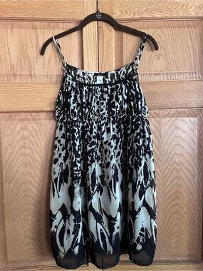 Black and Cream Animal Print Babydoll Mini Dress